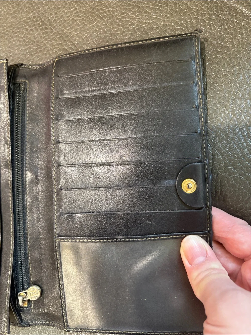 Fendi vintage striped leather wallet